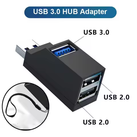 HUB Adapter Converter Mini Splitter Extender Box 3 Ports for PC Laptop U Disk Card Reader Docking US