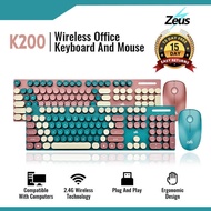 Zeus K-200 Slim 2.4Ghz Wireless Keyboard And Mouse Set With USB Receiver For Desktop PC Laptop