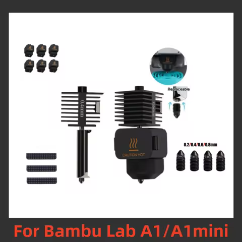 For Bambu lab A1/A1mini Hotend Kit Hardened Steel Nozzle Full Size Silicone Case For Bambu lab 3D Pr