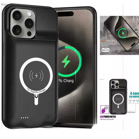 Wireless Charging Battery Charger Case For iPhone 15 Pro Power Bank Smart Magnetic Charging Cover Fo
