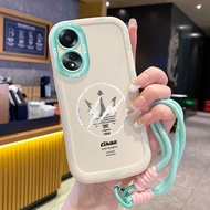 Case For OPPO A58 4G A58 5G A58X 5G A78 5G A1X 5G A2X 5G Phone Blue Flower Silicone Strap
