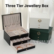 SG Maxvaluesg® Jewellery Box Large Capacity Leather Necklace Earring Storage Organizer With Lock