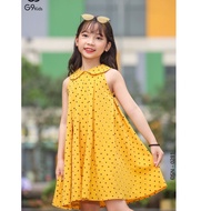 Baby dress 0281 G9moza yellow with black dots