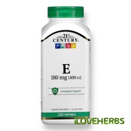 21st Century, Vitamin E, 180 mg (400 IU), 250 Softgels | Shelf Life: 2–4 Years