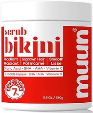 Muun Bikini Area Exfoliator, 2% Kojic Acid Vitamin C & 7% AHA/BHA Even Skin Tone & Ingrown Hair - Un
