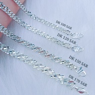 Silver 925 Necklacet "Stamping Curb Chain" 925銀項鏈 (Rantai Leher Perak 925) 沖壓單扣側身鏈 (Bangle Stamping)