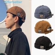 FORBETTER Men Women Skullcap, Cotton Dome Brimless Hat Unisex, Retro Solid Color Bonnet Docker Cap M