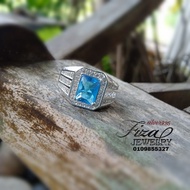 cincin lelaki permata biru silver 925, cincin lelaki batu biru perak 925, silver 925 blue aqua men r