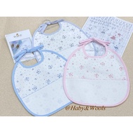 RS2664 - DMC Cross Stitch Baby Bib for 6th Month Baby (Pink, Blue, Grey)