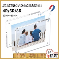 [SG InStock]Magnetic Clear Acrylic Photo Frame 4R/6R/8R thickness 10+10MM Picture Holder Decorations