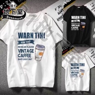 Basement B1-Short-Sleeved T-Shirt American English Letter Coffee Cup Printed Short-Sleeved Top Men's