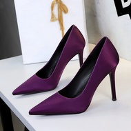 10CM banquet high heels pointed satin fine stiletto heels shoes for women