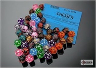Assorted Mini Dice No 3 with Numbers D20 10mm (3/8in) Pack of 50 Chessex