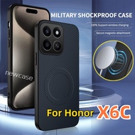 Carbon fiber pattern Casing For Honor X6C 4G 2025 HonorX6C X6 C X 6C PC Hard Case Magnetic Wireless 