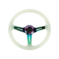JDMGRAM Luminous พวงมาลัยรถ 13.5 นิ้ว 34 ซม.เรืองแสง Universal Racing Sport Drift Refitting พวงมาลัย
