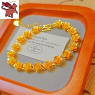 18K Saudi Gold Pawnable Rose Bracelet for Women