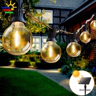 Solar G40 Bulb String Lights 10+1/30+2/50+4 Bulbs Warm Color Bulbs for Garden Camping Outdoor Lamp