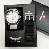 Jam Tangan Pria Terbaru Swiss Army Infantry Triple Time Bonus Strap Super Premium
