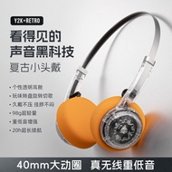 Retro Fashion Metal Bluetooth Headphones Transparent Mecha Over-ear Headphones Long Life ins Girls G