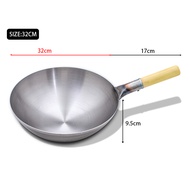 Konco Uncoated cast Iron Wok Chinese Traditional Handmade Iron Cook cooking Pot Non-stick Pan Non-coating Gas Cooker Cookware Kitchen Pot Cast Iron Pot