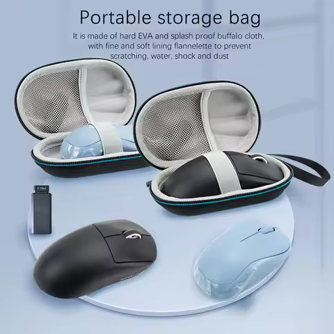 Portable Mice Accessories Double Zipper Waterproof Wireless Mouse Carrying Case with Hand Rope for L