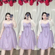 [Bigsize - Real Picture] 2-Strap DRESS + ChiffonJacket 60-90KG by Linh Nguyen