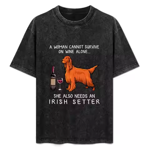 Irish Setter and wine Funny dog T-Shirt Breathable Travel T-Shirt