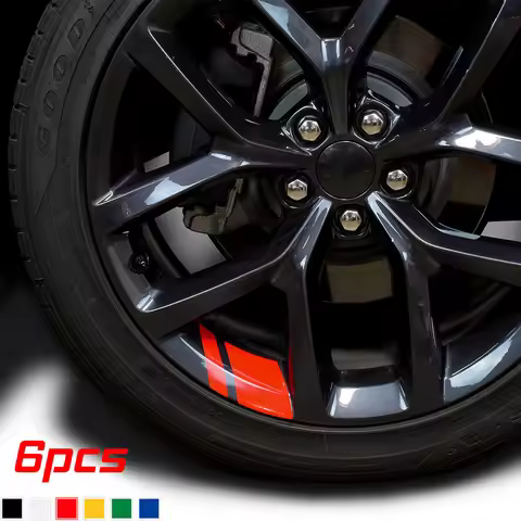 6Pcs Reflective Car Wheel Rim Vinyl Stickers Hash Mark Stripe Racing Wheel Hub Decals for Size 16" -