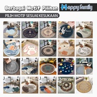 LOKAL (Hf) Local Floor Carpet Cute Pattern Polyester Round 90X90Cm / 120X120Cm Premium Anti Slip