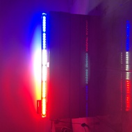 หลอด LED ไฟไซเรนไฟติดหลังคามาใหม่ 125cm 8 ท่อน 4 หน้ามีข้าง 6W 12V-24V พร้อมขาแม่เหล็ก สีแดง-น้ำเงิน สีเหลือง พื้นดำ กันน้ำ 100% สีแดง-น้ำเงิน One