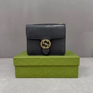 Gucci Interlocking 雙G金扣全皮風琴包