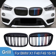 Pulleco M Car Front Hood Kidney Bumper Grill Racing Grille For BMW X1 F48 F49 16-19 Gloss Black Doub