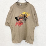 Used 90s auzzie short-sleeved print T-shirt, vintage, single-stitch, brown, XXL size