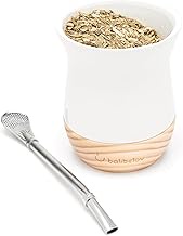 BALIBETOV Ceramic Traditional Yerba Mate Cup & Bombilla Set | 8 Ounces Ceramic Mate Cup with Wooden 