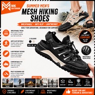 Men Mesh Hiking Shoes Breathable Anti-Slip Outdoor Running Shoes Lightweight Walking Sneakers Kasut 