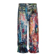 GLZC 3D Printing Rainbow Oil Painter Jeans