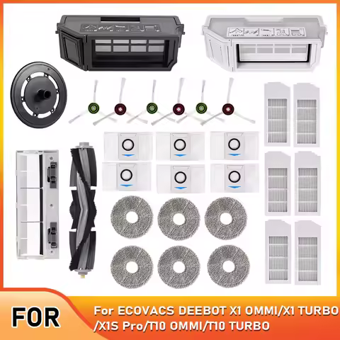 For Ecovacs Deebot X1 OMNI/TURBO,T10 OMNI/TURBO/X1S PRO Dust Box,Main Side Brush,Hepa Filter, Mop Ra