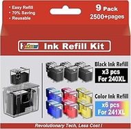 PG-240XL/CL-241XL 9-Pack Compatible Ink Cartridge Refill Kit Compatible for Canon MG3620 MG3600 MG32