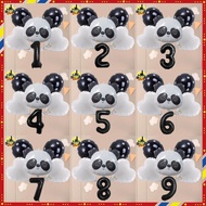 6pcs Panda Balloon with Number Black Foil Balloon Set Kid Birthday Party Photo Backdrop Decoration