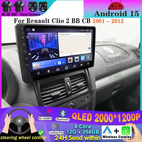 Navigation For Renault Clio 2 BB CB 2001 - 2012 Android 15 car Multimedia Video Player Auto wireless