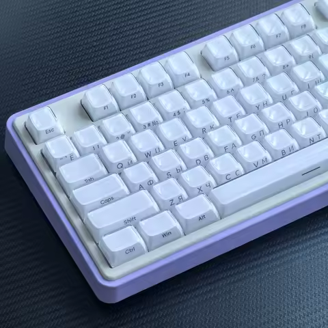 MAIMOOO Korean Jelly White Keycap Crystal Side Russian Spanish Keycap 132Keys Pc Oem For Aula F75/F9
