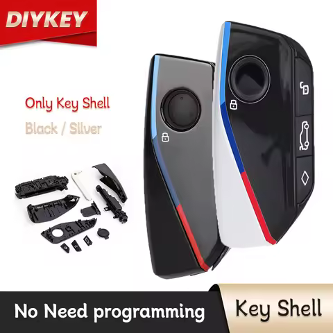DIYKEY Black Silver Smart Remote Key Case Shell Fob For 2022-2024 BMW i7 X7 G07 LCI iX I20 X1 U11 7 