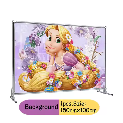 Disney Princess Tangled Rapunzel Party Backdrop Purple Photography Background Birthday Parties Banne