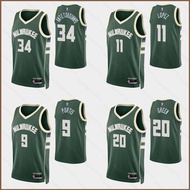 HQ5 22-23 NBA Jersey Bucks Portis Green Lopez Antetokounmpo Green Basketball Sports Vest Unisex Plus