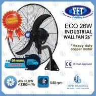 YET ECO 26W Ultra Wall Fan Heavy Duty 26 Inch Powerful Industrial Wall Fan 12300m3/h Air Flow 180w P