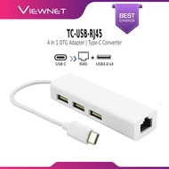 4 IN 1 OTG ADAPTER USB 3.1 TYPE-C CONVERTER TO RJ45 LAN PORT+USB HUB2.0*3 100CM - TC / USB / RJ45