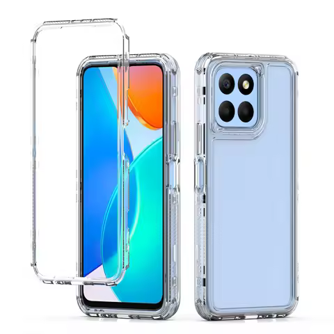 3 in 1 Rugged Armor Shockproof Phone Case For Honor X8 5G X6 X6A X8A X8B 4G Hard Plastic Frame Trans