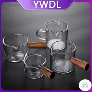 GD 50/75/100/140ml Wood Handle Glass Espresso Measuring Cup Milk Jug Coffee Supplies Espresso Mug