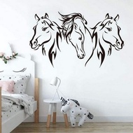 Three Horses Horses Head Horses Pattern Carved Wall Stickers Art Home Wall Stickers NLUH