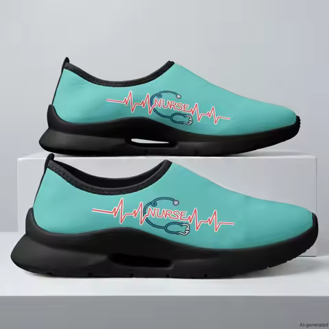XIXIRIMIDO Nurse Shoes Slip On Casusal Shoes Lightweight Polyester & EVA House Shoes Walking Running